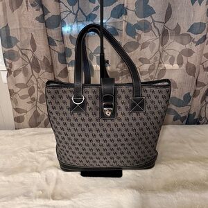Dooney and Bourke Black and Gray Monogram Tote Bag